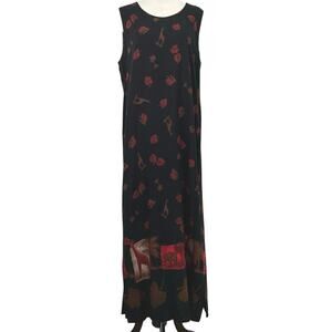 Caribou Women Sleeveless Maxi Dress Tribal Summer Vacation Animal Black Size XL
